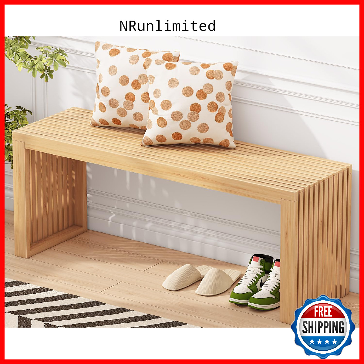 Toolola Bamboo Dining Bench 35-Inch Sleek Design Entryway Shoe Rack Bench
