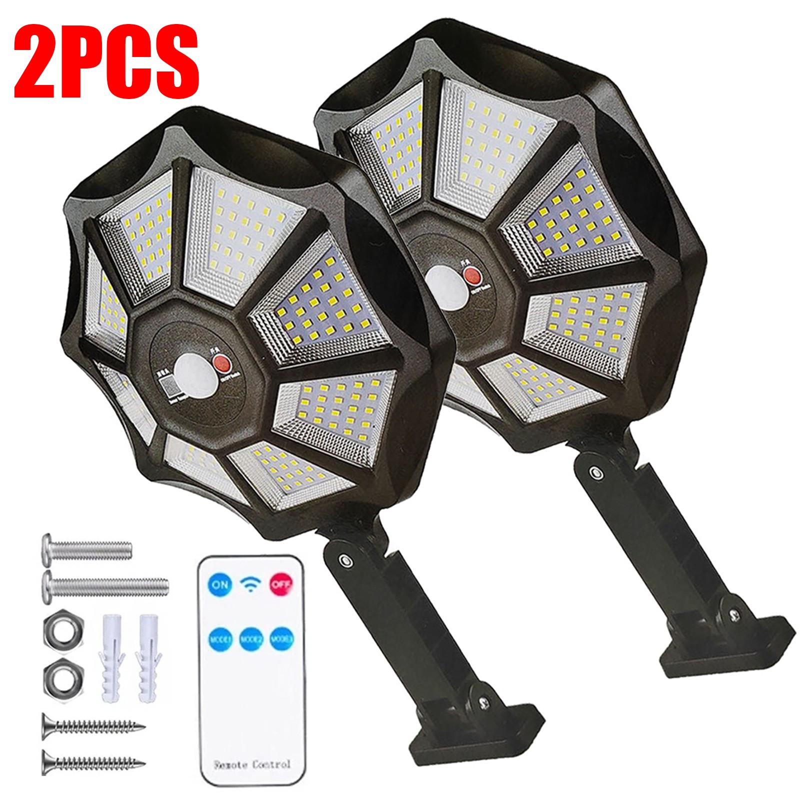 2x Solar Power 168LEDS Light PIR Motion Sensor Outdoor Security Lamp Wall Garden
