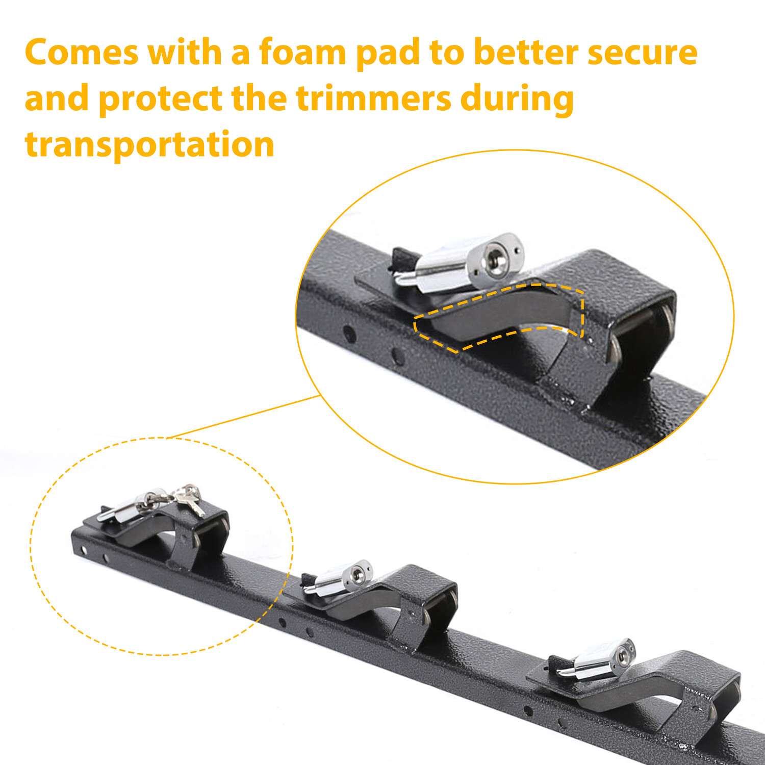 3-Place Weeder Trimmer Rack Holder For Open Landscape Trailer Lockable