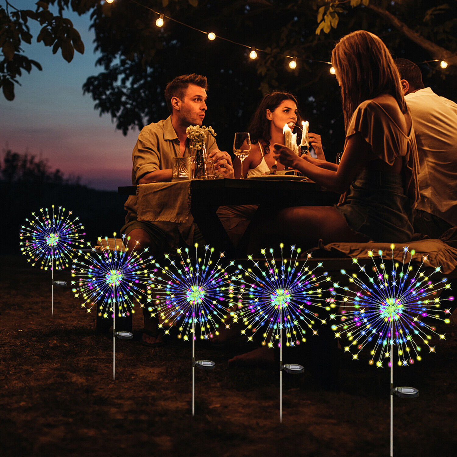 150 LED Solar Firework Lights Outdoor Waterproof Path Lawn Garden Decor Lamp