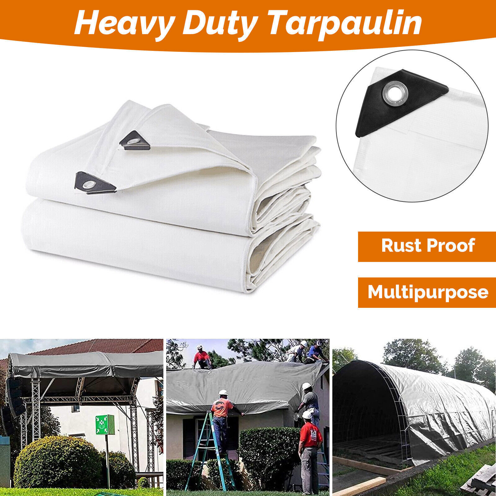 Heavy Duty Tarp 20 Mil PVC Waterproof Tarpaulin Boat Cover Tent Canopy Shade