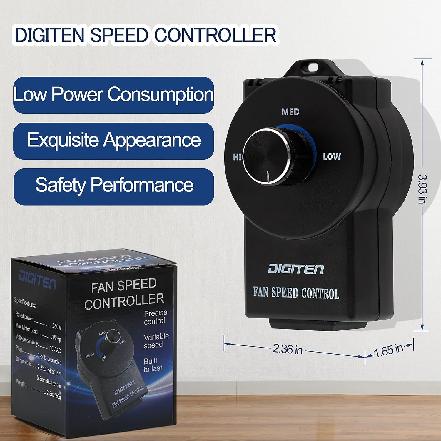 Variable Speed Controller – Energy Efficient Fan Speed Adjuster, 350W Capacity