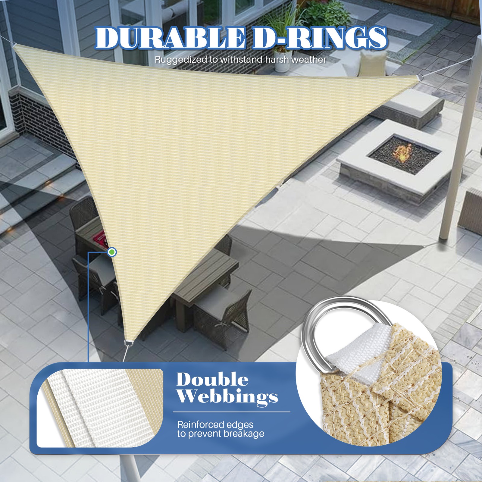 Outdoor Sun Shade Sail Rectangle UV Canopy Sunshade Cover For Garden Pool Yard