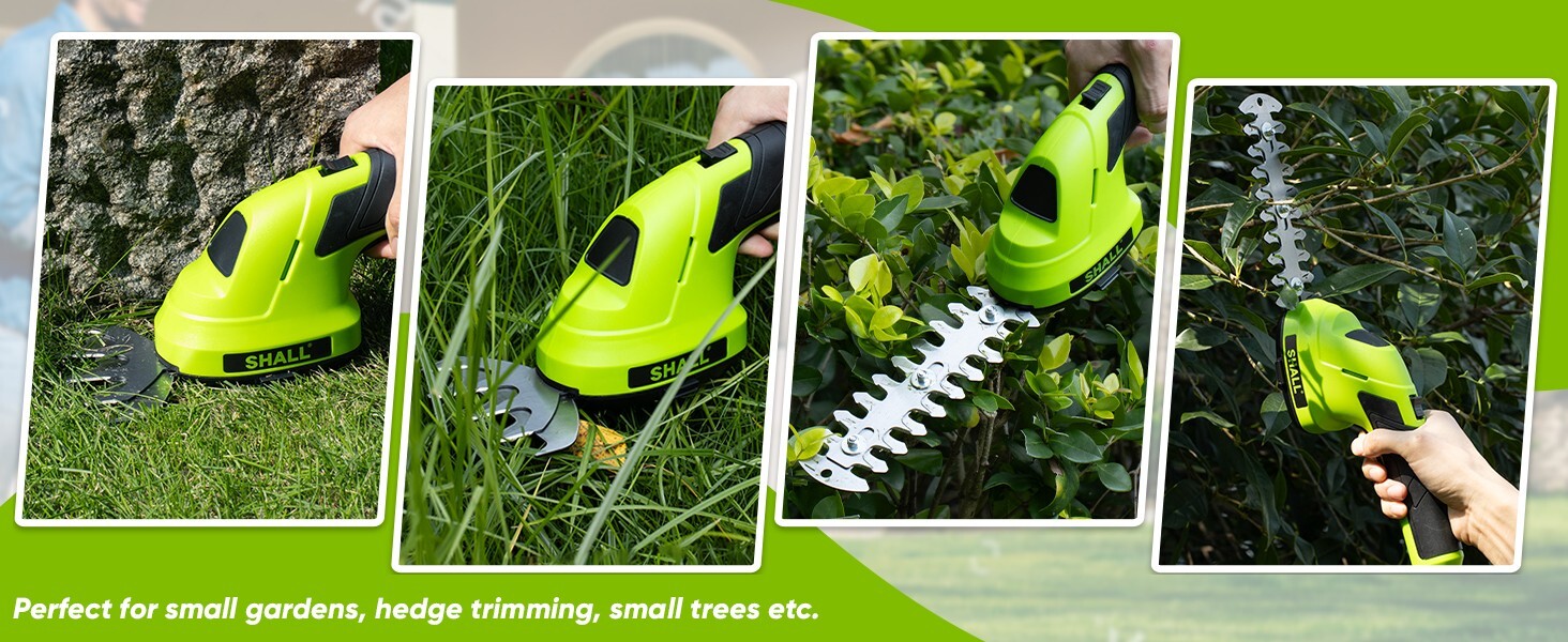 SHALL 2 in 1 Cordless Grass Shear & Hedge Trimmer – 7.2V Electric Bush Trimmer