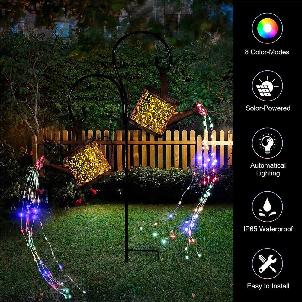 Solar Watering Can Lights Waterproof Hanging LED String Lights Outdoor Garden US