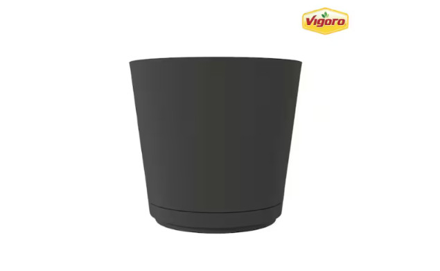 Round Planter Plastic Saucer UV Resistant Indoor Outdoor Black Clay Chocolate