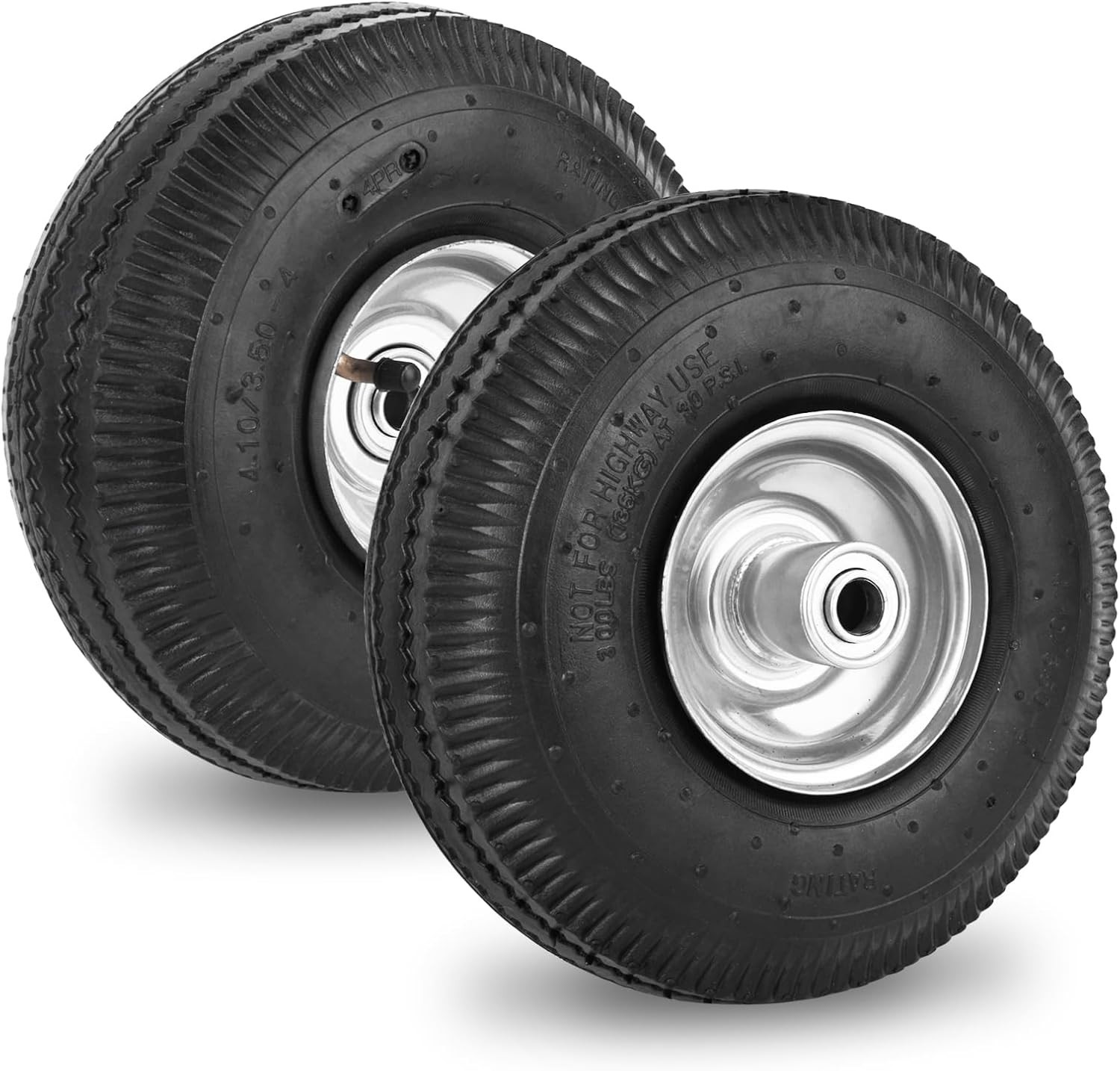 4.10/3.50-4 Polyurethane Solid Wheel Non-Rubber Tires for Garden Wagon Cart 2pcs