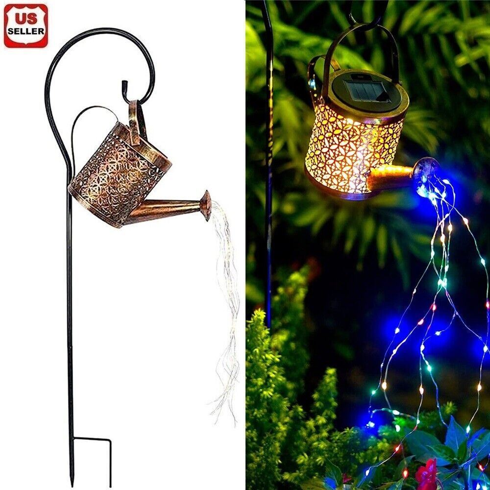 Solar Watering Can Lights Waterproof Hanging LED String Lights Outdoor Garden US