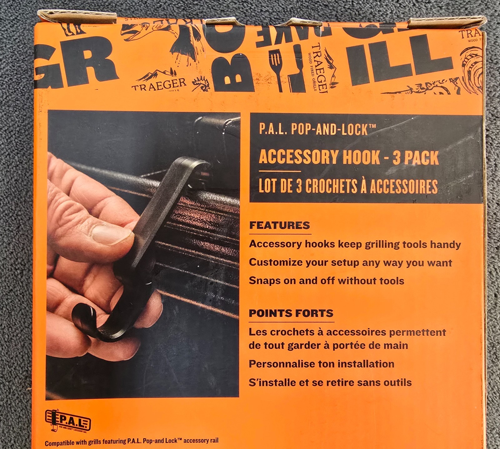 Traeger P.A.L. Pop-And-Lock Accessory Hook 3-Pack BAC654
