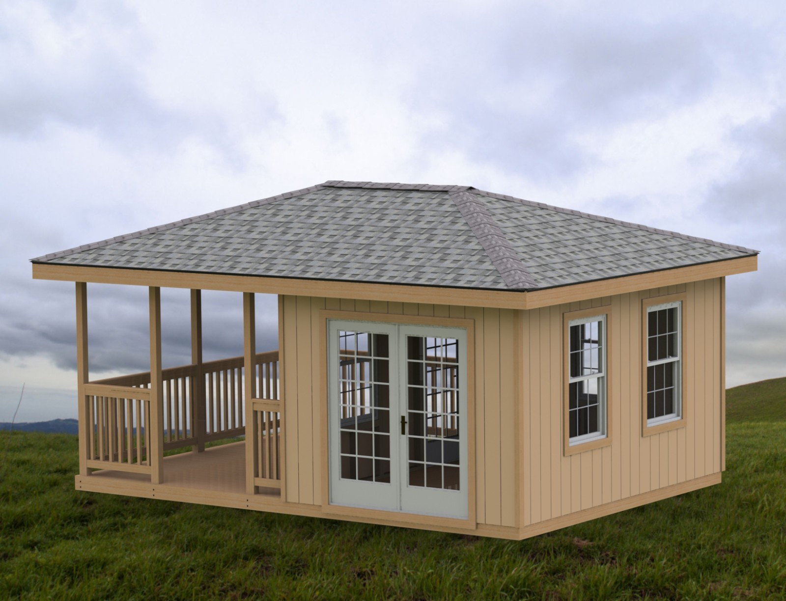 14′ x 20′ Partially Enclosed Gazebo/Man Cave/She Shed Hip Roof Building Plans