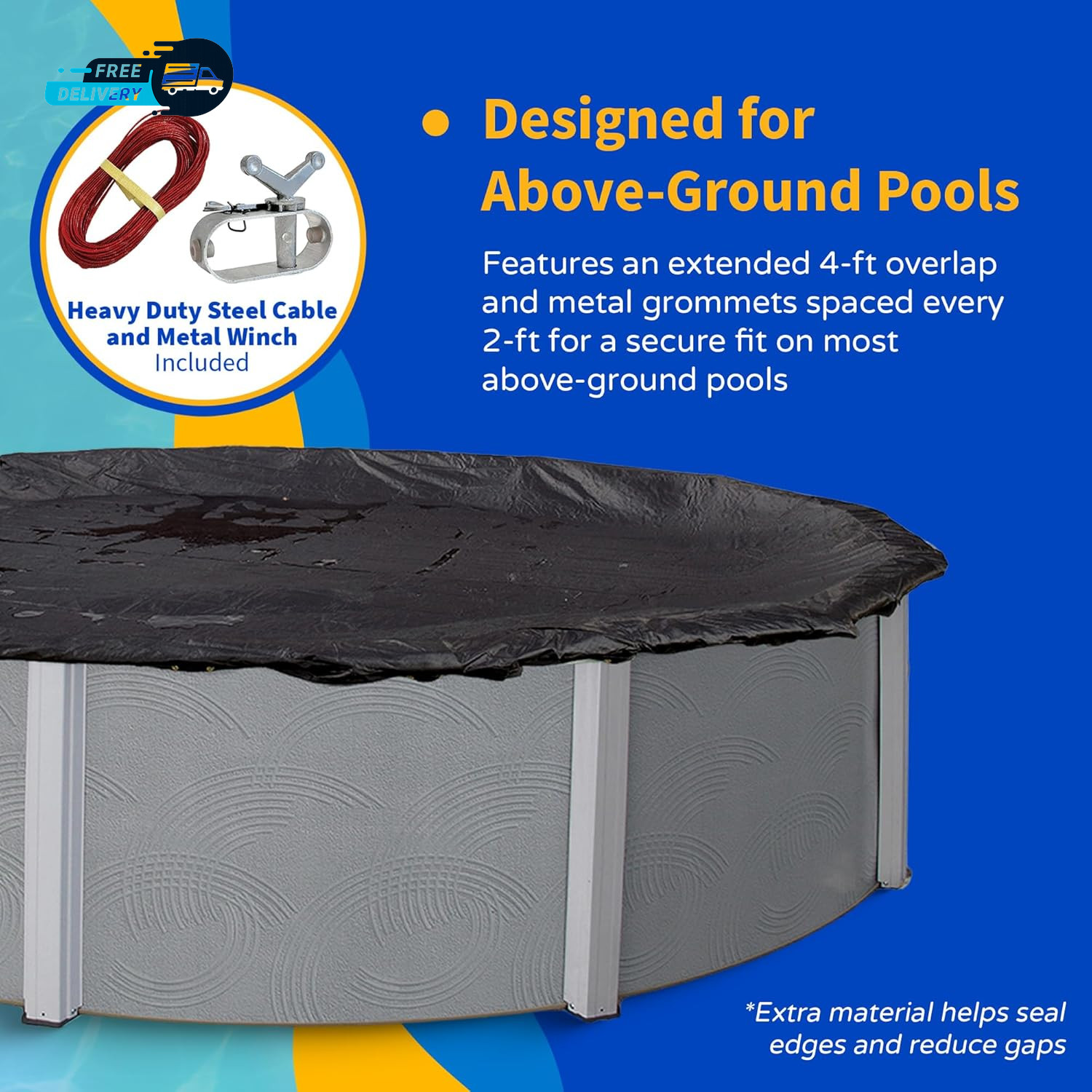 Rugged Mesh 21 Ft 8-Year above Ground Pool Cover for Winter – Fine Mesh Debris
