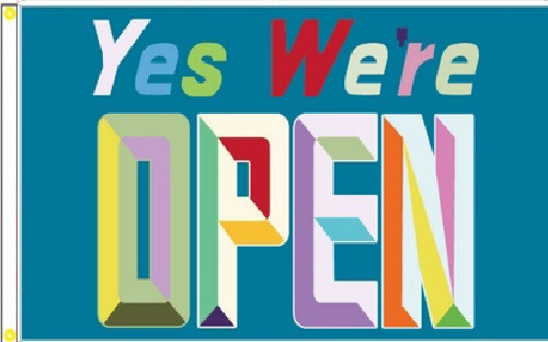 3X5 Yes We’re Open Flag Were Open Flag Now Open for Business MULTICOLOR BANNER