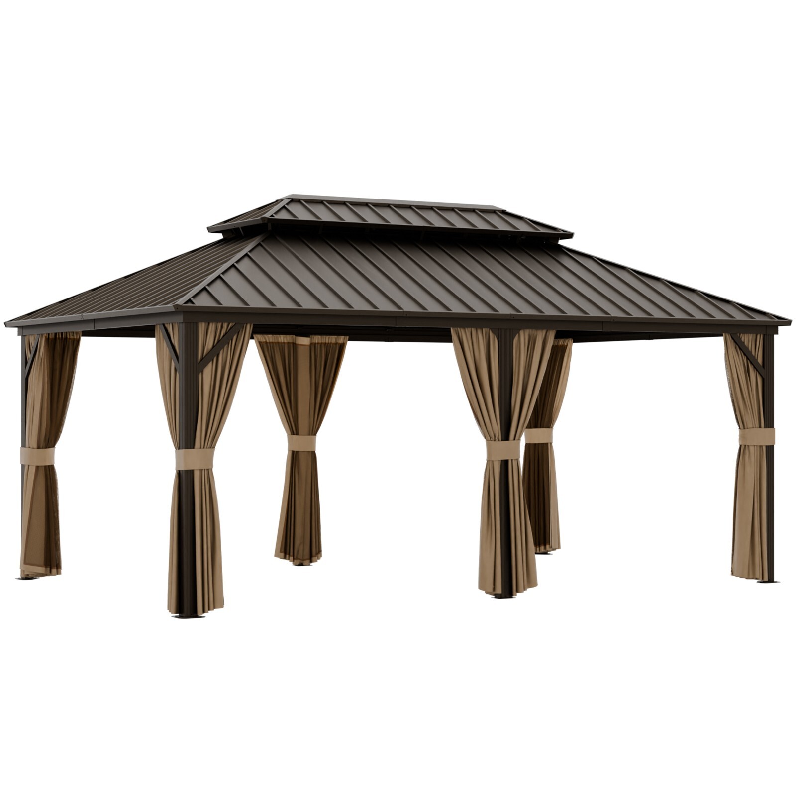 EAGLE PEAK 12×18 Hardtop Gazebo with Netting and Curtains