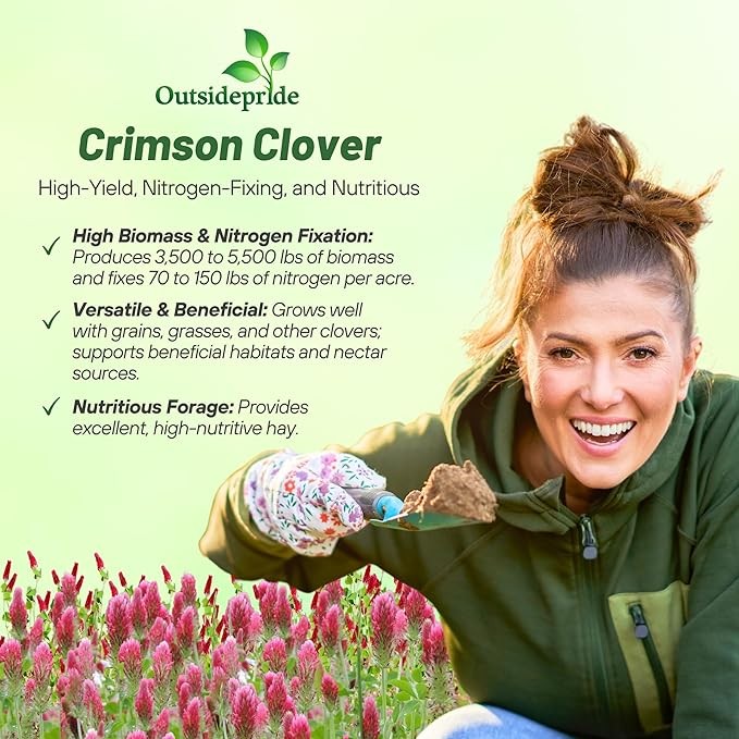 10 LBS – Inoculated Bulk Crimson Clover Seed For Planting Pastures, Cover