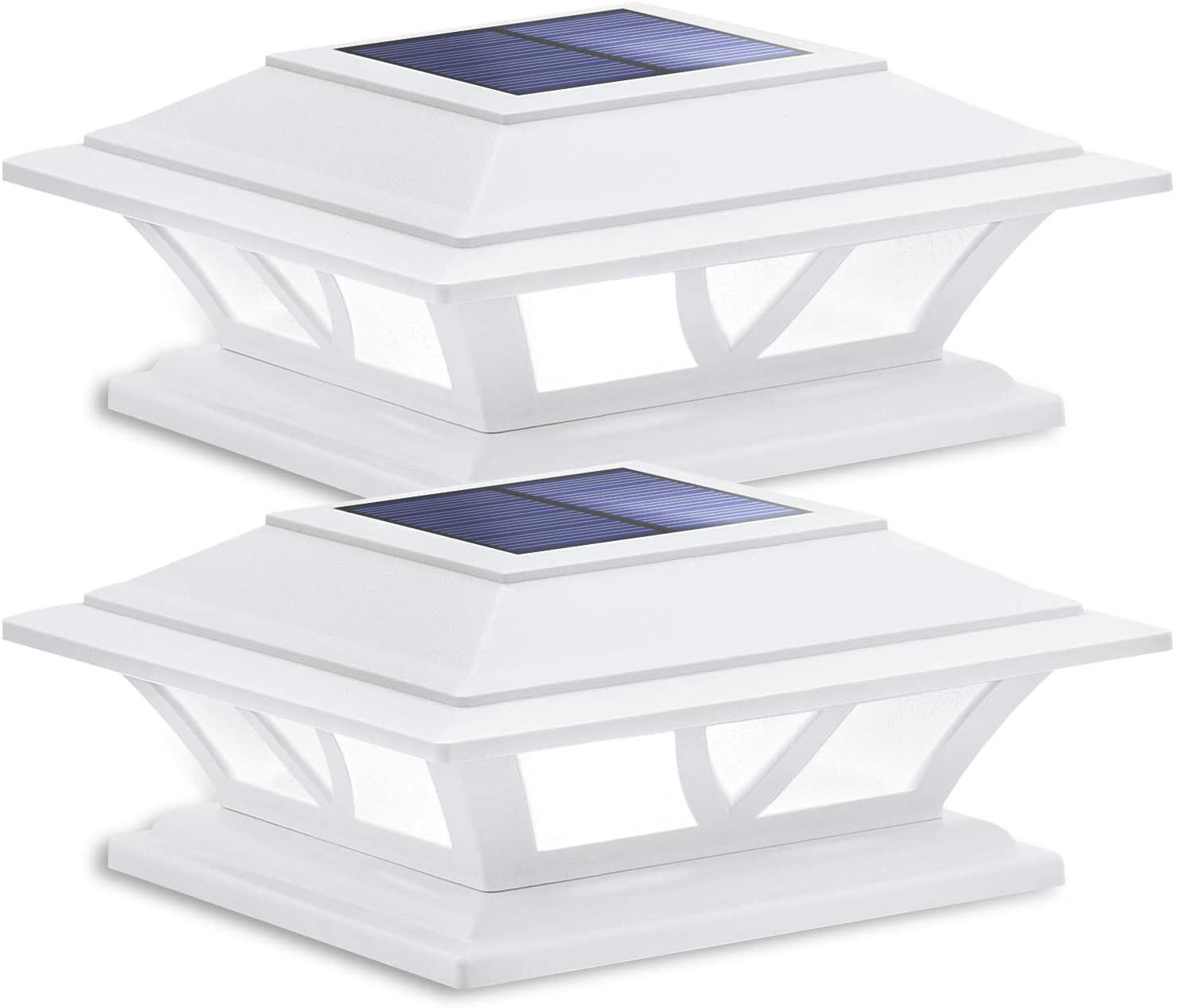 Solar Post Lights Outdoor 2 Modes LED Fence Deck Cap Light for 4X4 5X5 6X6 Posts
