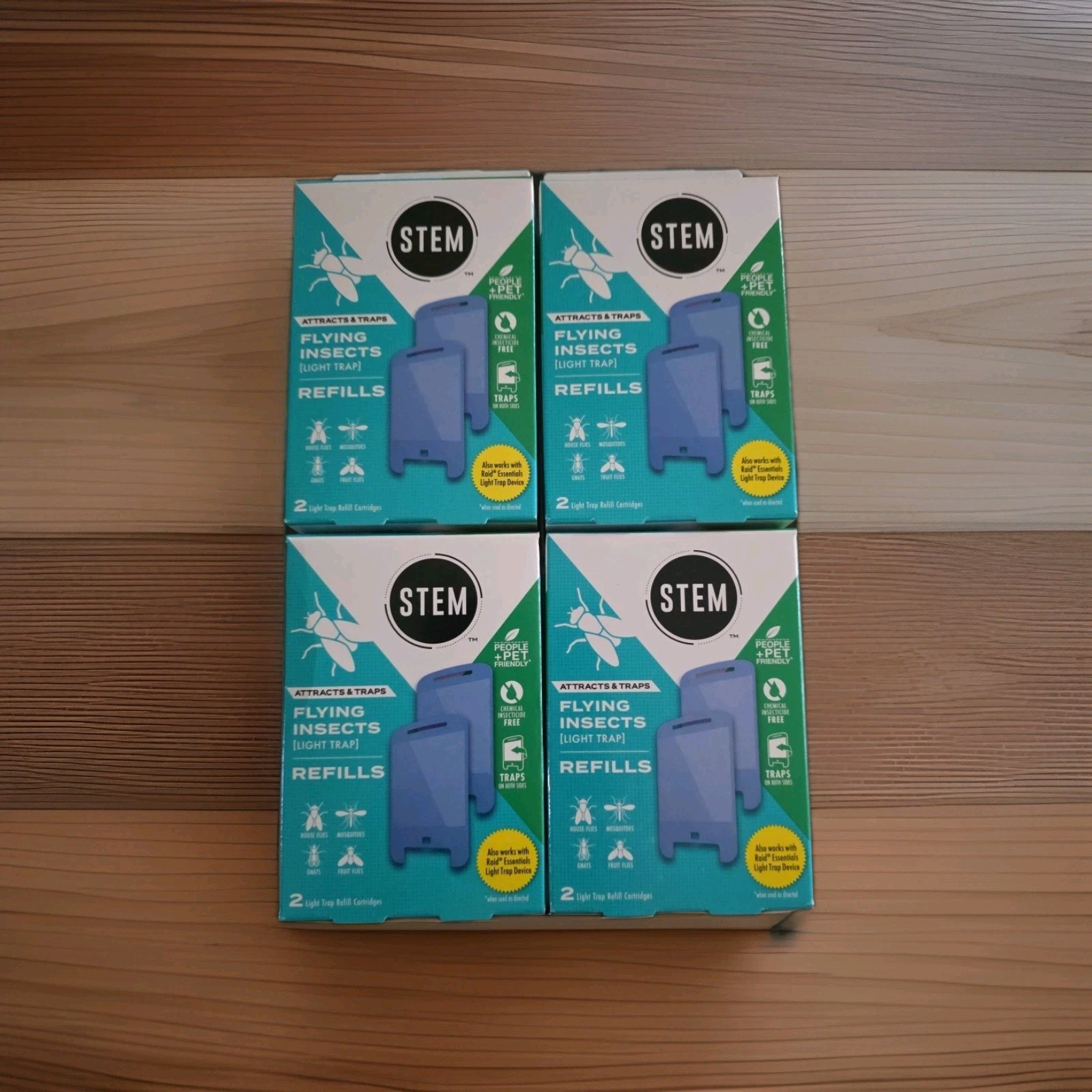 4 STEM Light Trap Refills Fly Trap Bug Killer, 2 ct Packs-total of 8 Refills