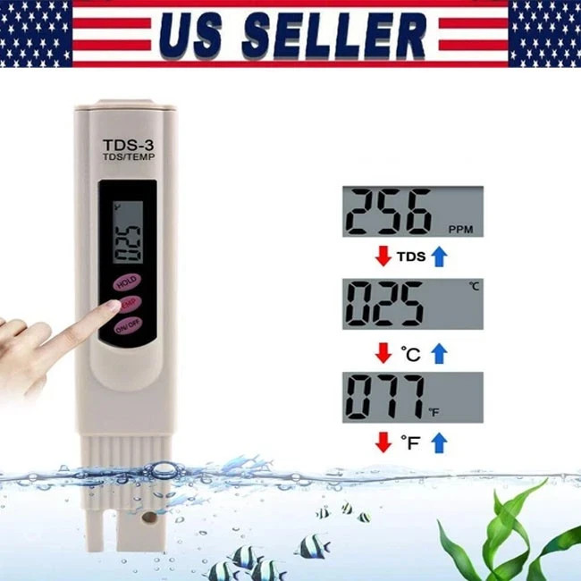 Handheld Water Quality Hardness Purity Digital LCD Meter 0-9990 PPM TDS TDS-3