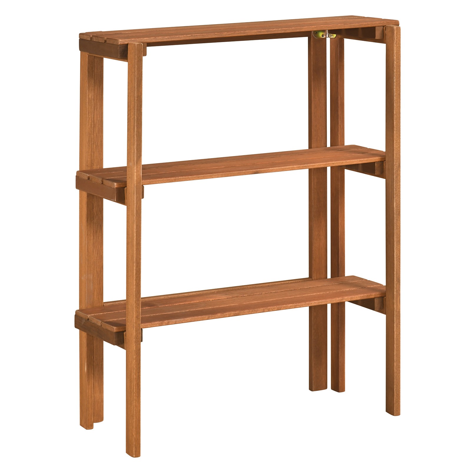 Folding Wooden Storage Shelves, 3-Tier Plant Stand Indoor Outdoor for Entryway