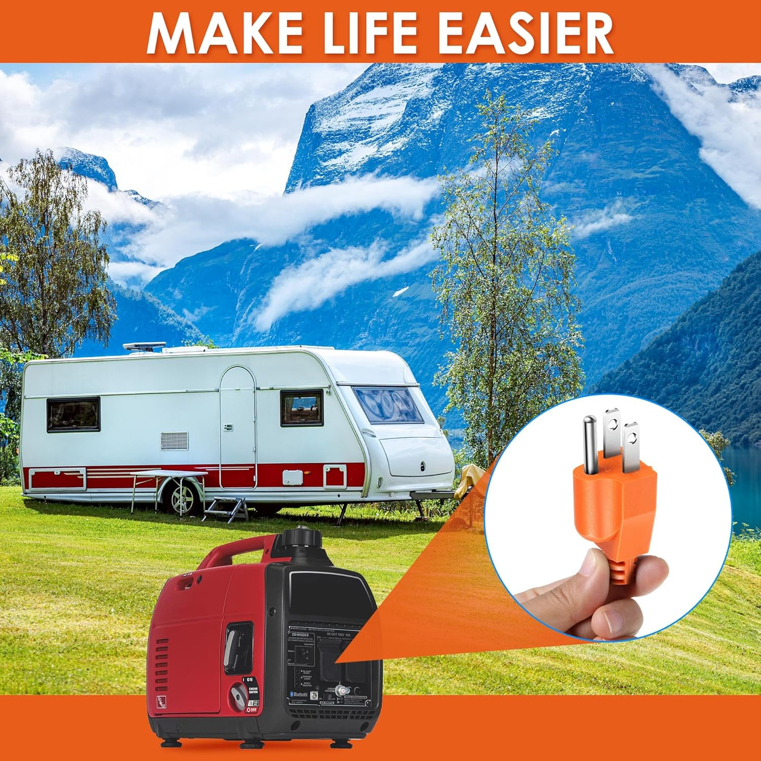 Neutral Ground Bonding Plug for Portable Inverter Generator, Generator Plug with