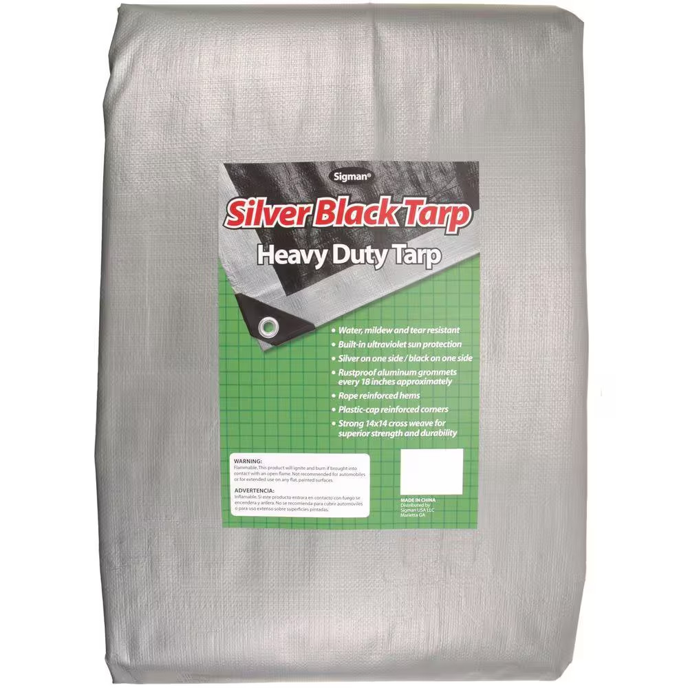 6 Ft. X 8 Ft. Silver Black Heavy Duty Tarp