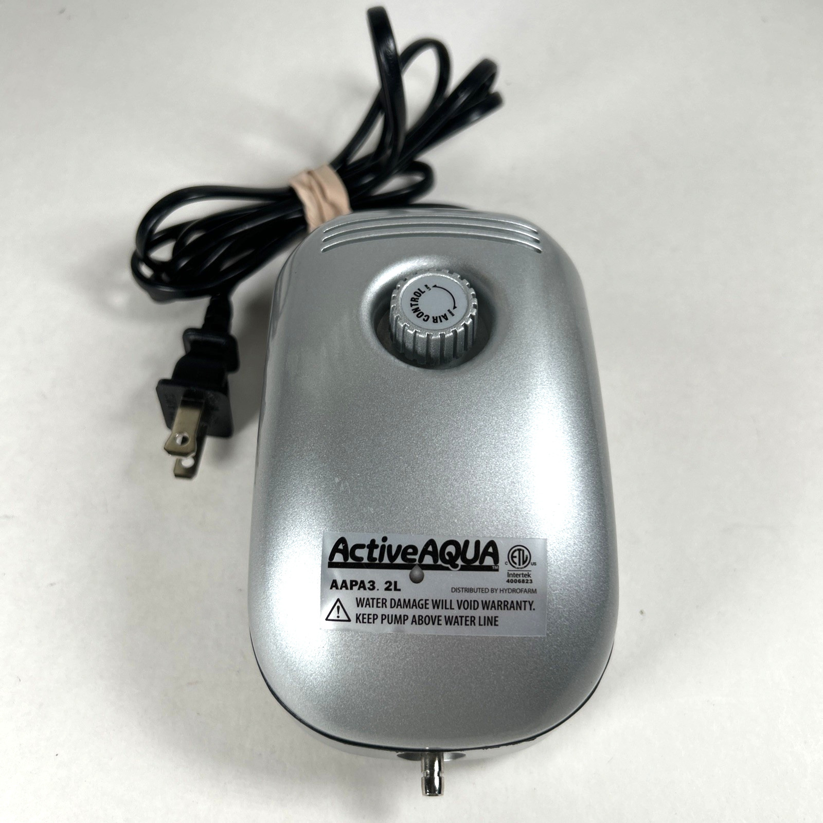 Active Aqua AAPA 3.2L Adjustable Air Pump Silver Plastic *Tested, works*