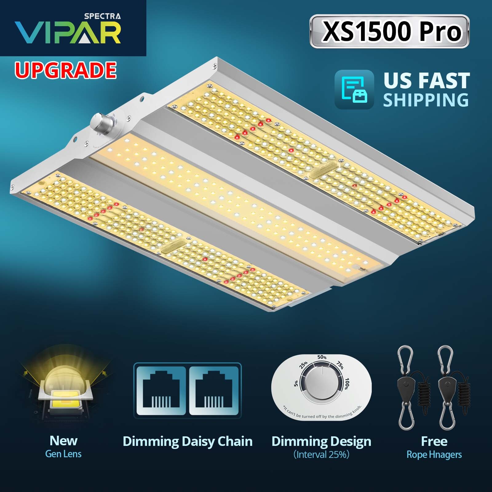 VIPARSPECTRA XS1500 Pro LED Grow Light Full Spectrum Hydroponic Plants Veg Bloom
