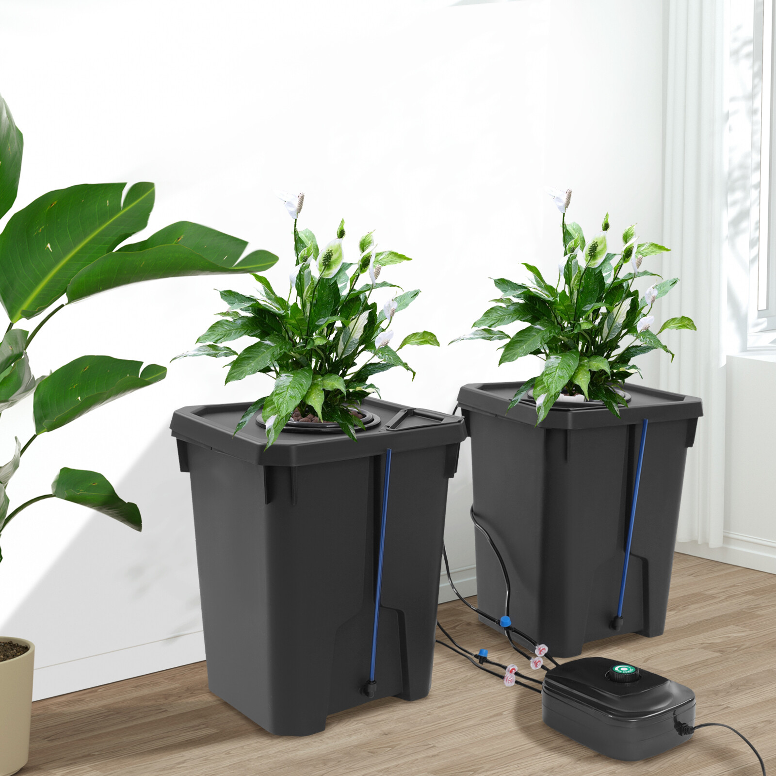 2-Bucket Hydroponics Growing System, 7.13Gal DWC Deep Water Culture with Top Dri