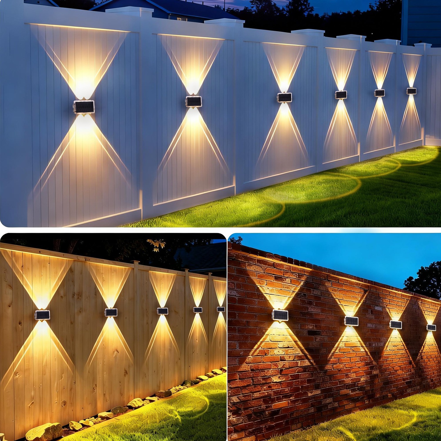 8Pack LED Solar Power Wall Lights Outdoor Garden Yard Fence Deck Step Decor Lamp