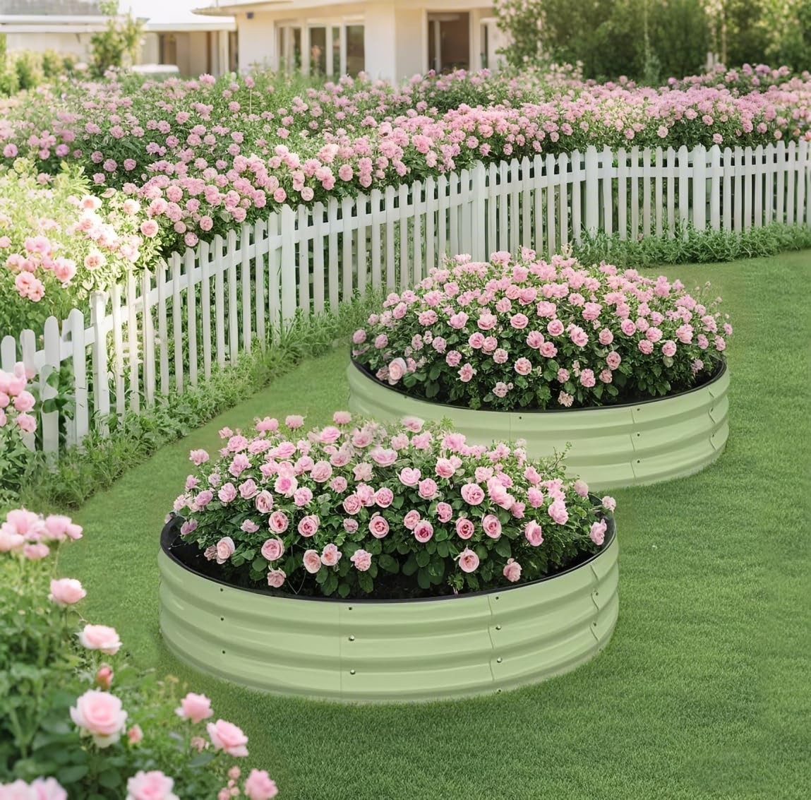 Winpull Raised Garden Bed Kit, 4x4x1 Ft Round Galvanized Planter Outdoor Safety