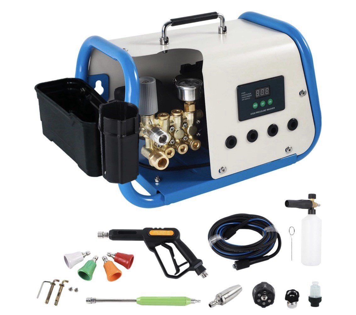 F3 Cold Water Pressure Washer Corded Electric w/ Gun Hose Nozzle Tips Blue/White