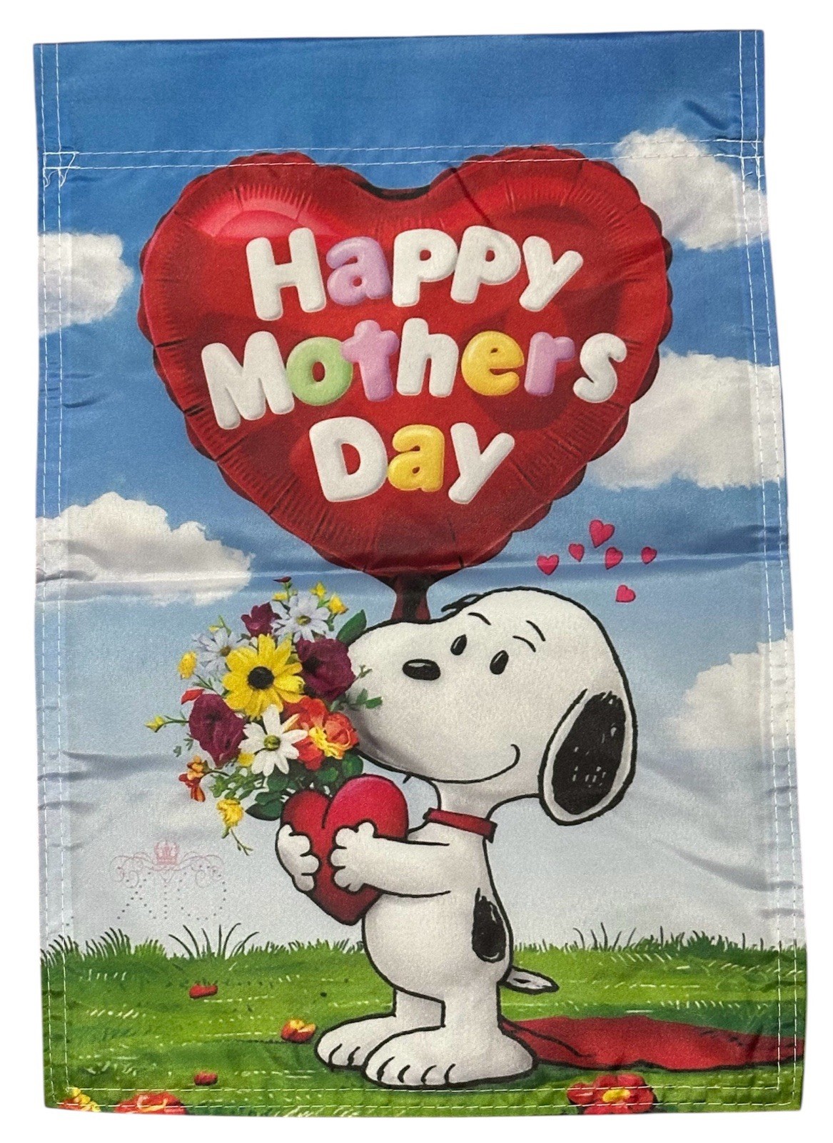 Snoopy Happy Mother’s Day Flowers 12×18 inches Garden Flag Double Sided Heart