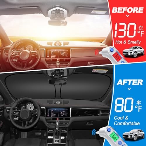 Windshield Sun Shade for 2024 Silver & Black-Fit 2024-2026 Toyota Land Cruiser