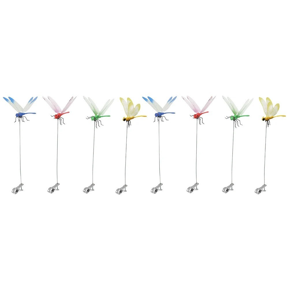 12Pcs Fake Dragonfly Rod Clip Insect Repellent 3D Artificial Dragonfly Free Ship