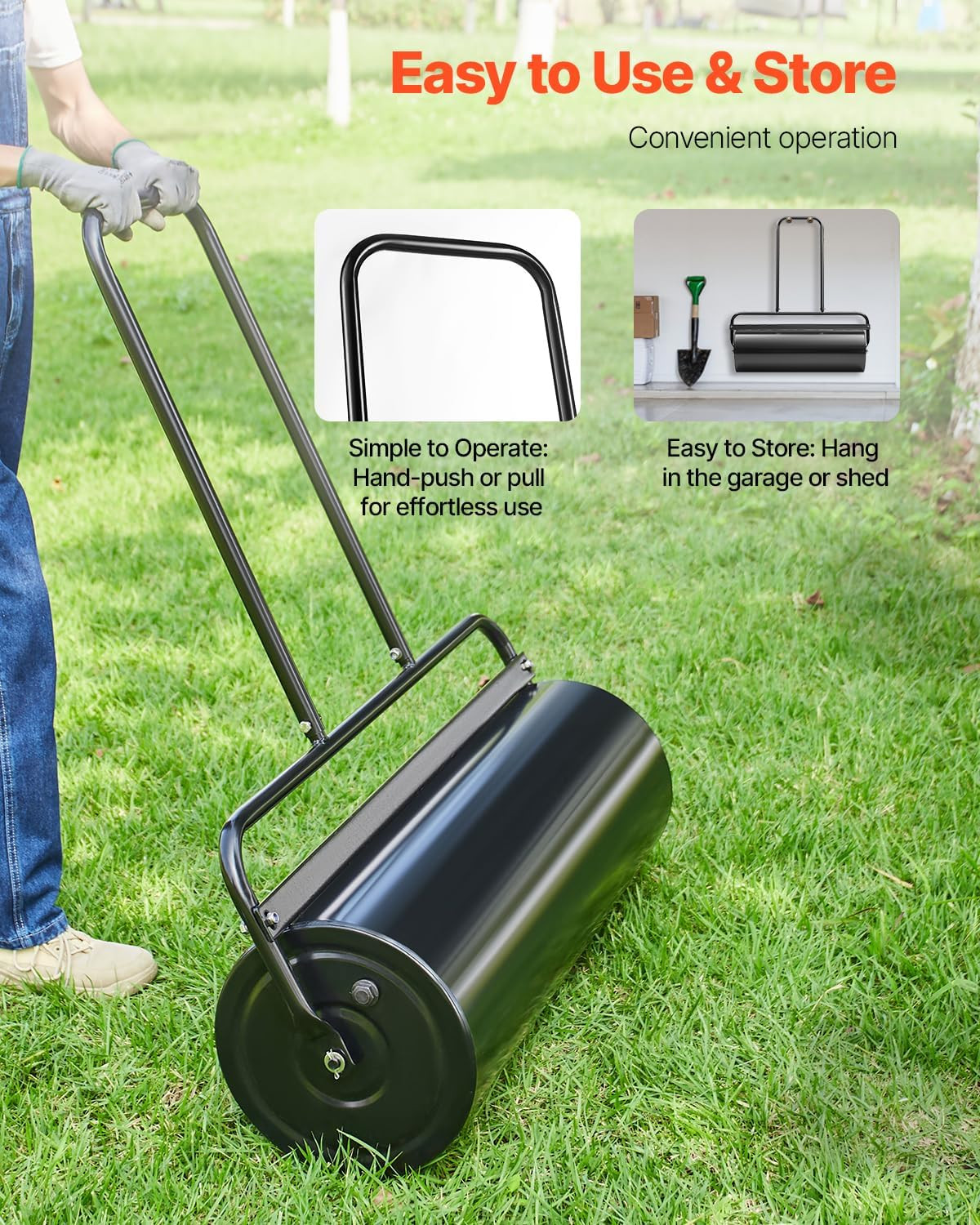 61L Lawn Roller with Ergonomic Handle – Level & Compress Soil Easily