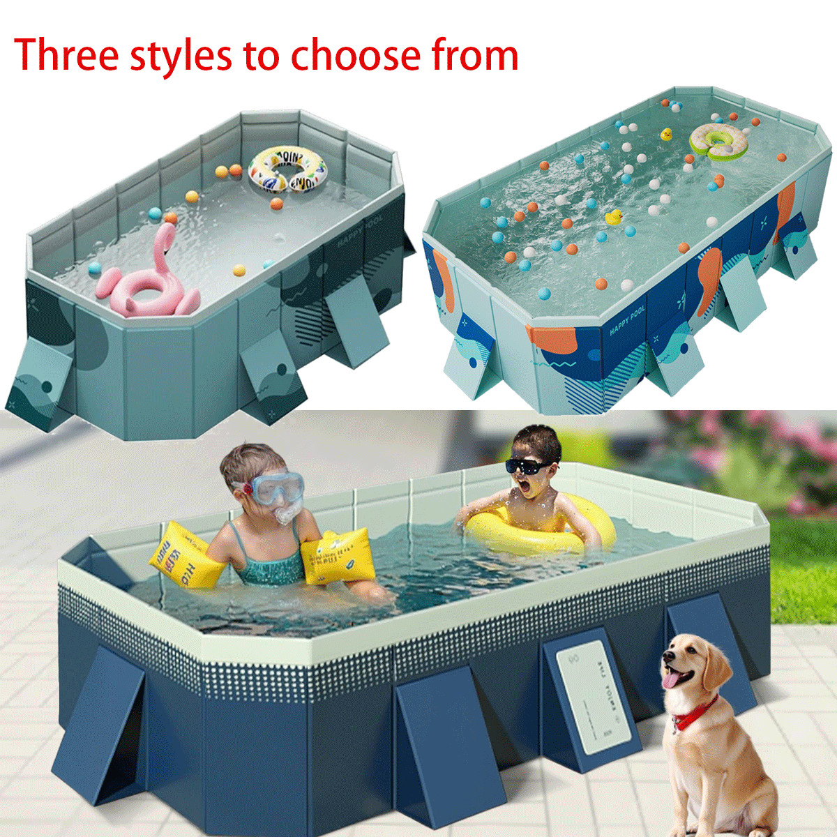 Foldable Summer Swimming Pool for Kids & Adults Garden Outdoor Non-Inflatable