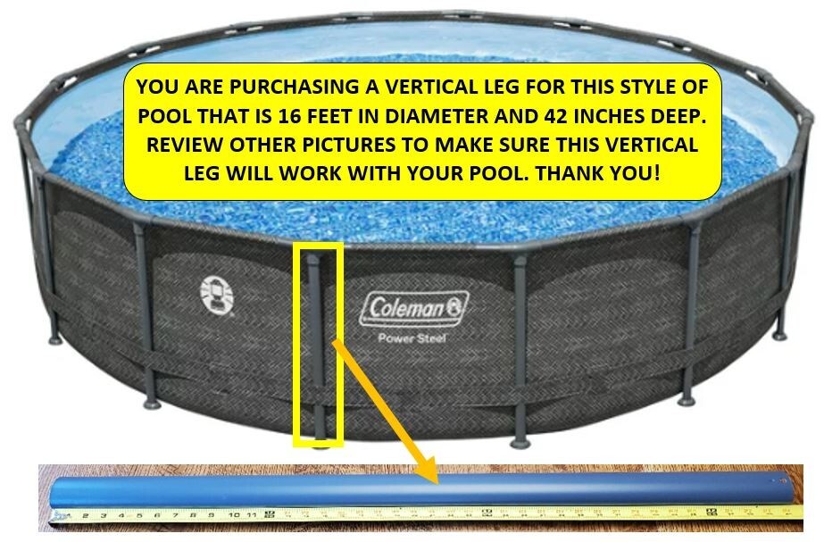 Coleman Bestway Vertica1 Leg 16 FT Round x 42 INCH Power Steel Pool Gray NEW
