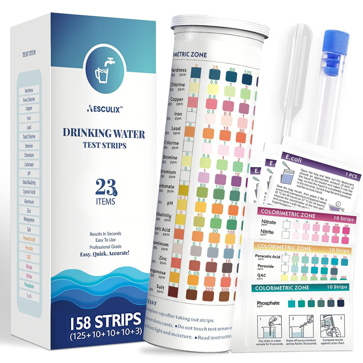 All-New 23 in 1 Drinking Water Testing Kit 158 Strips,Well Water Testing Kit