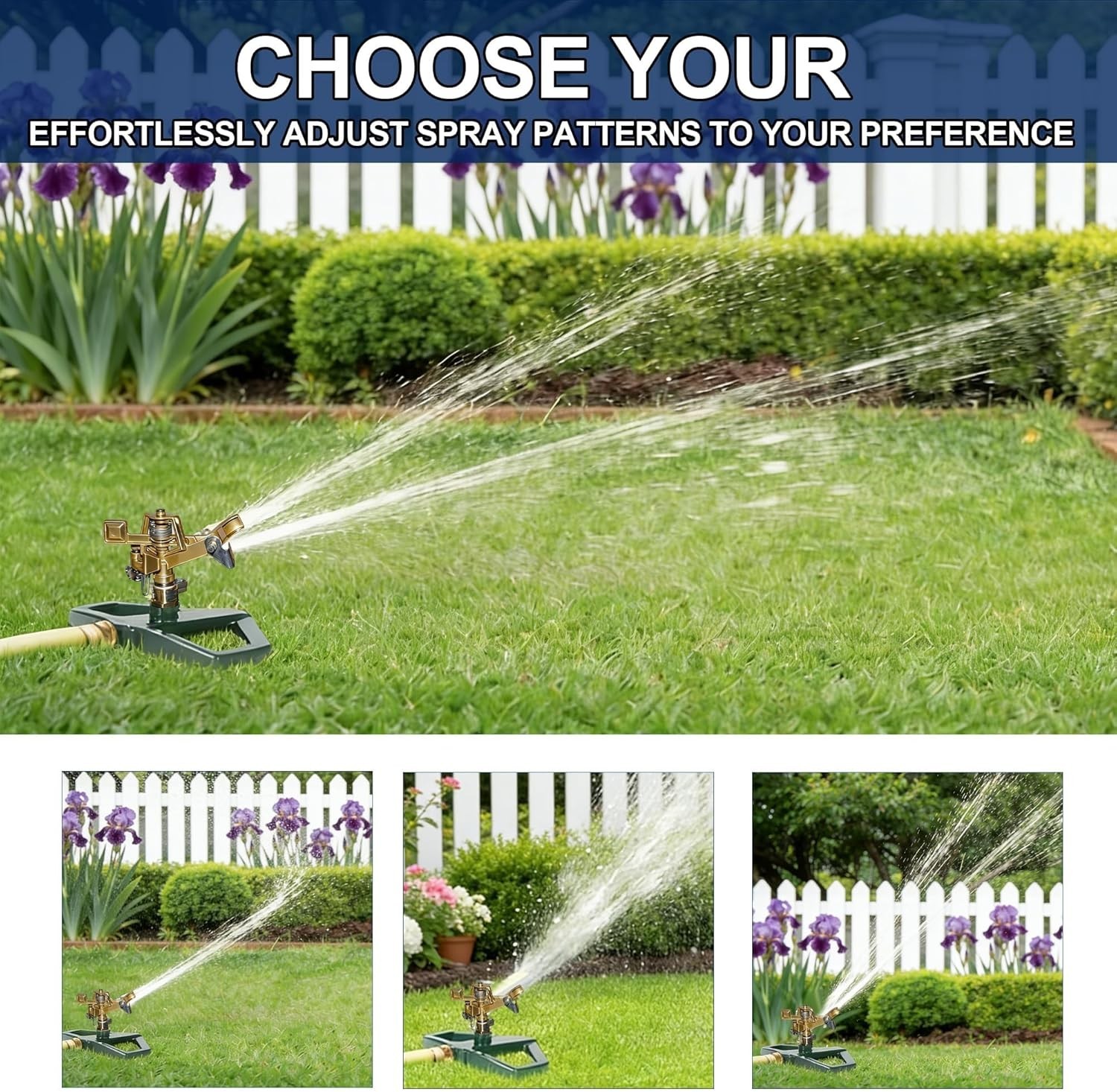 Impact Pulsating Sprinklers for Yard – Heavy Duty Lawn Sprinkler with Metal Base