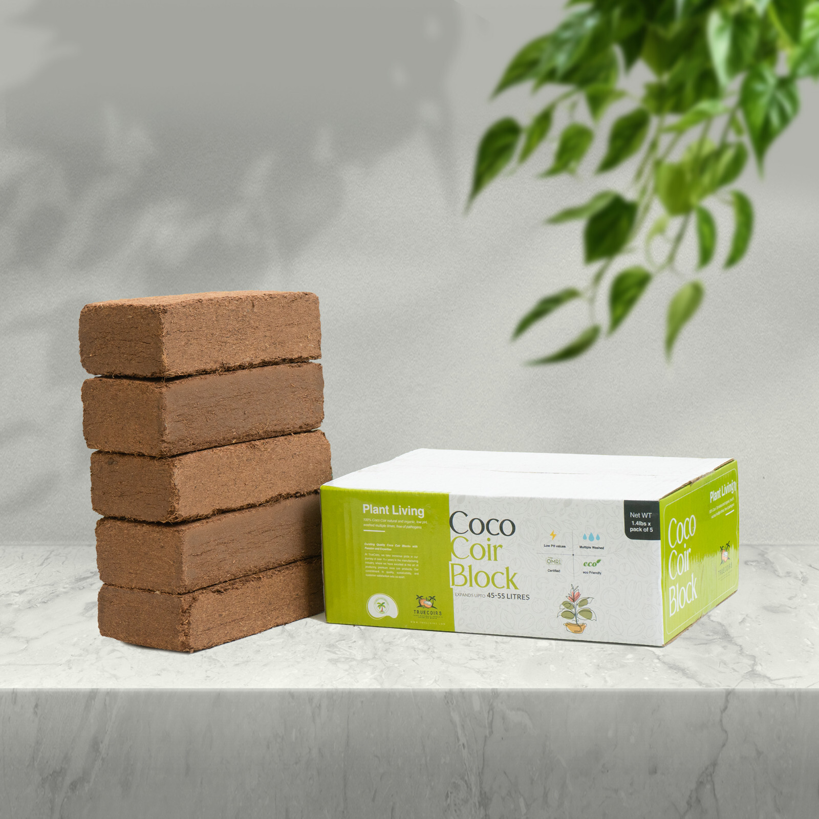 Best Coco Peat-Premium Coir Pith 5 Brick Pack,650g/1.4 Lbs,Lowest EC & Ph Value