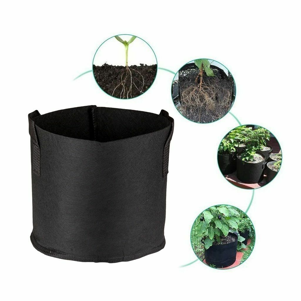 10X Grow Bags Plant Fabric Pot Nursery Soil Bag with Handles Thickened Nonwoven