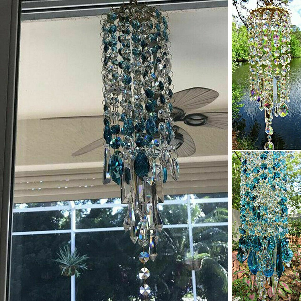 For Crystal Wind Chimes Home Garden Patio Lawn Hanging Decoration Ornament