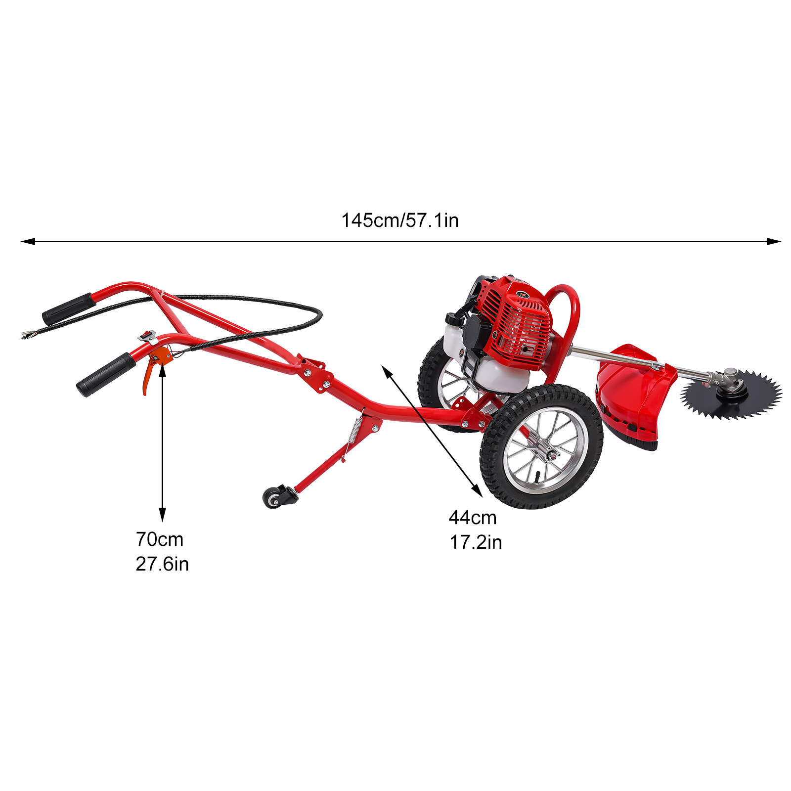 2-Stroke 49CC Push Gasoline Lawn Mower 1.8KW 2 in 1 Lawn Mower For Garden Farm