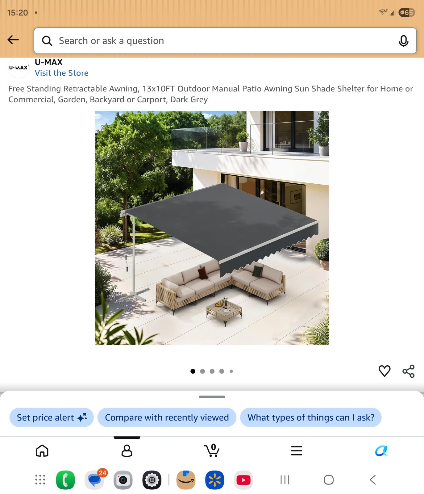 Awning Sun Shade Retractable Stand Alone 13 ft x 10 ft