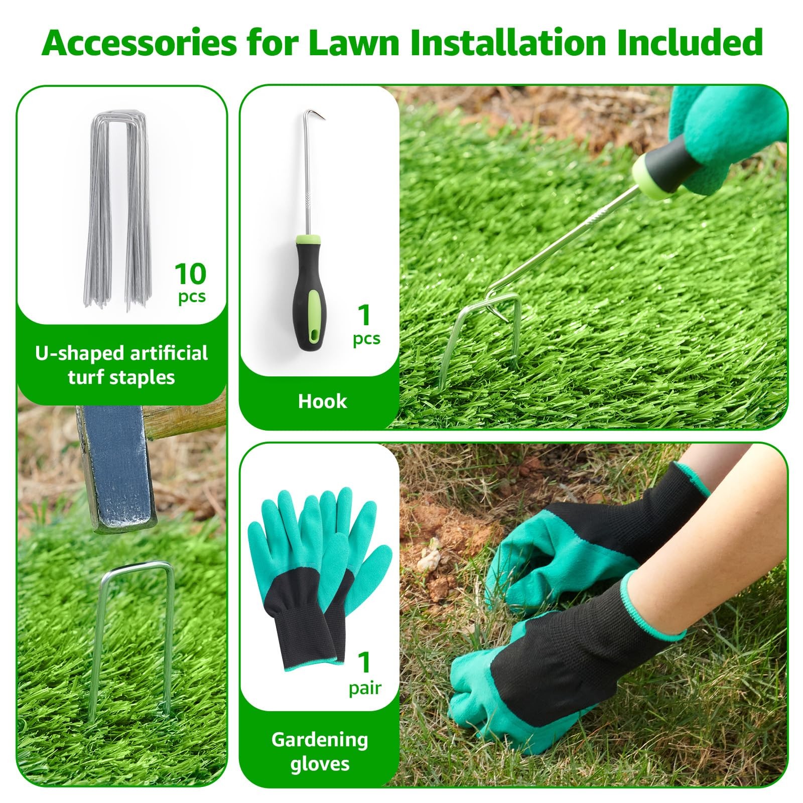 Realistic Artificial Grass Mat Customized Sizes, 6ft x10ft Synthetic Fake Gra…