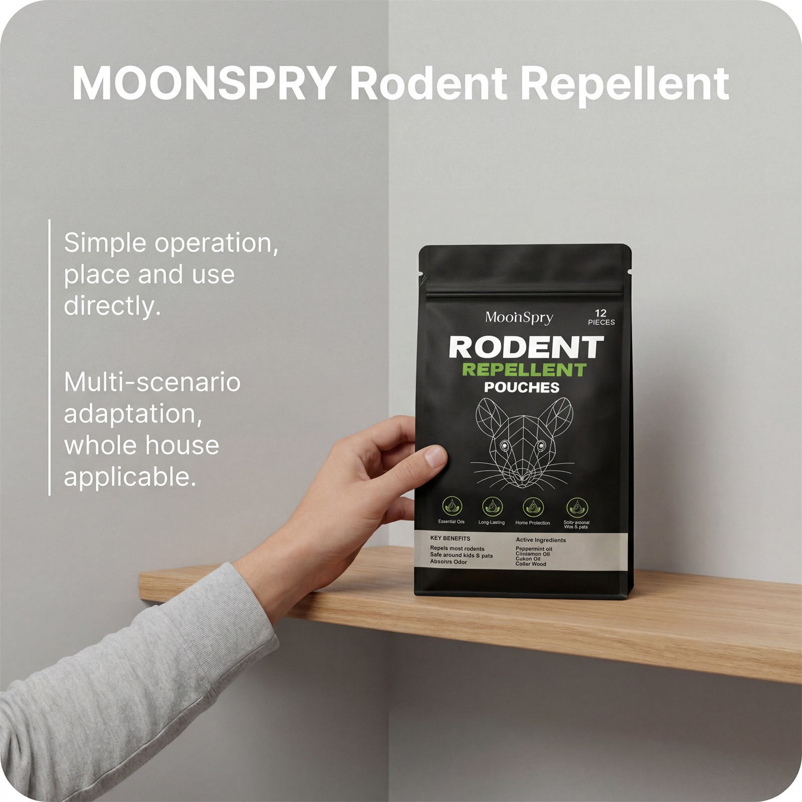Natural Peppermint Mouse Rodent Rat Repellent,Mice Indoor&Outdoor Deterrent,12PC