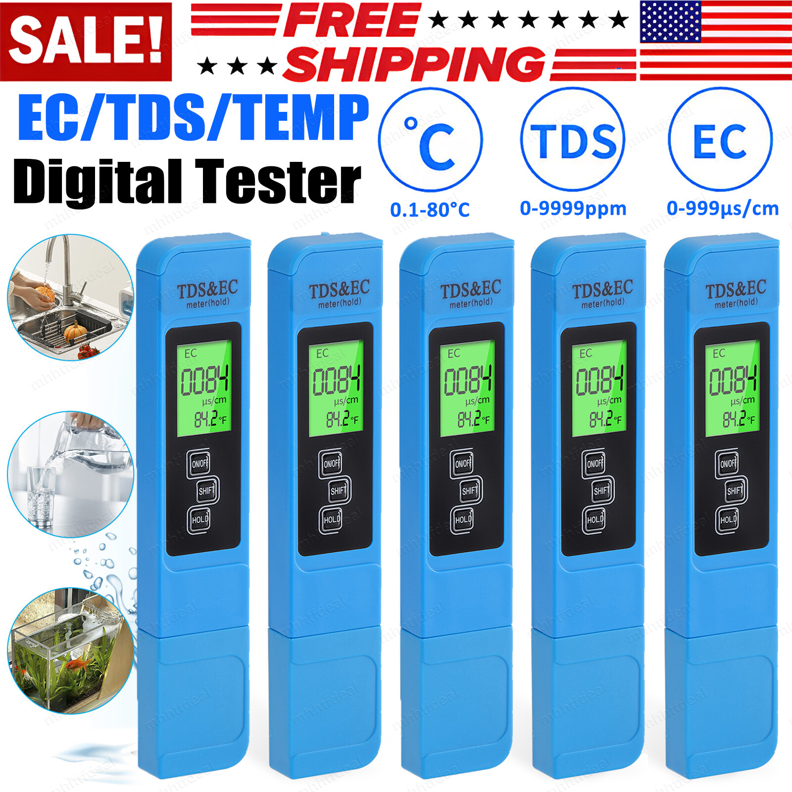 Digital TDS EC Temperature Tester Meter 0-9999ppm – Instant Water Quality Check