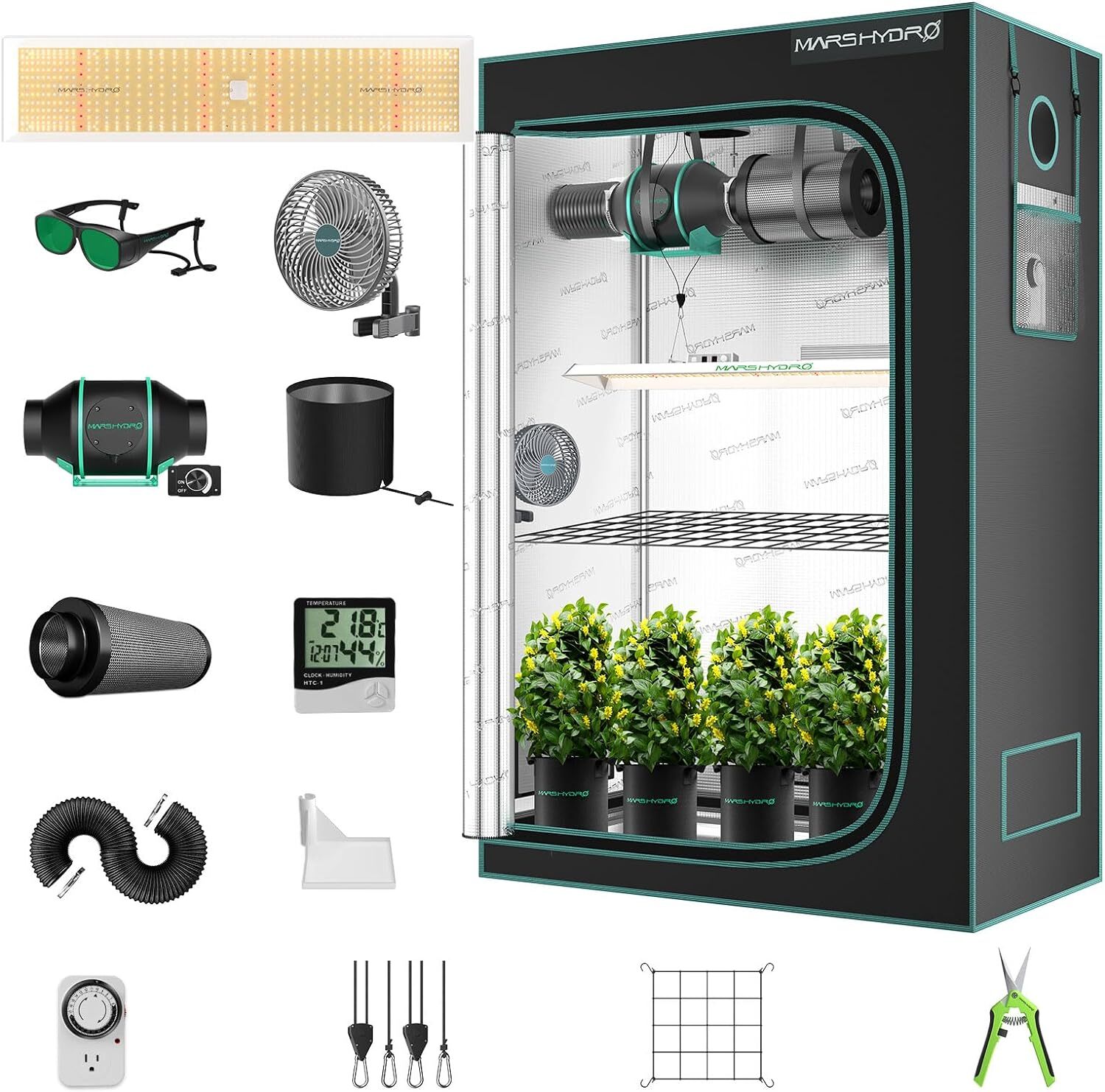 MARS HYDRO TS 1000 2000 3000 FCE LED Grow Light Tent Complete Kits+Carbon Filter