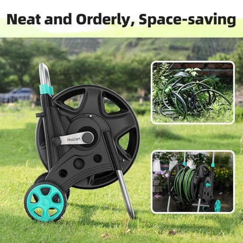 Garden Hose Reel for Outside,Hold Up to 100-120 ft of 5/8’’ 5/8 120FT Black
