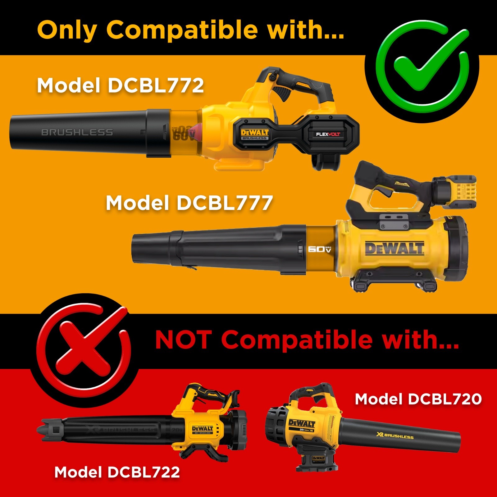 Slender Car Drying Nozzle for DeWalt 60V MAX Brushless Blower DCBL772, DCBL777