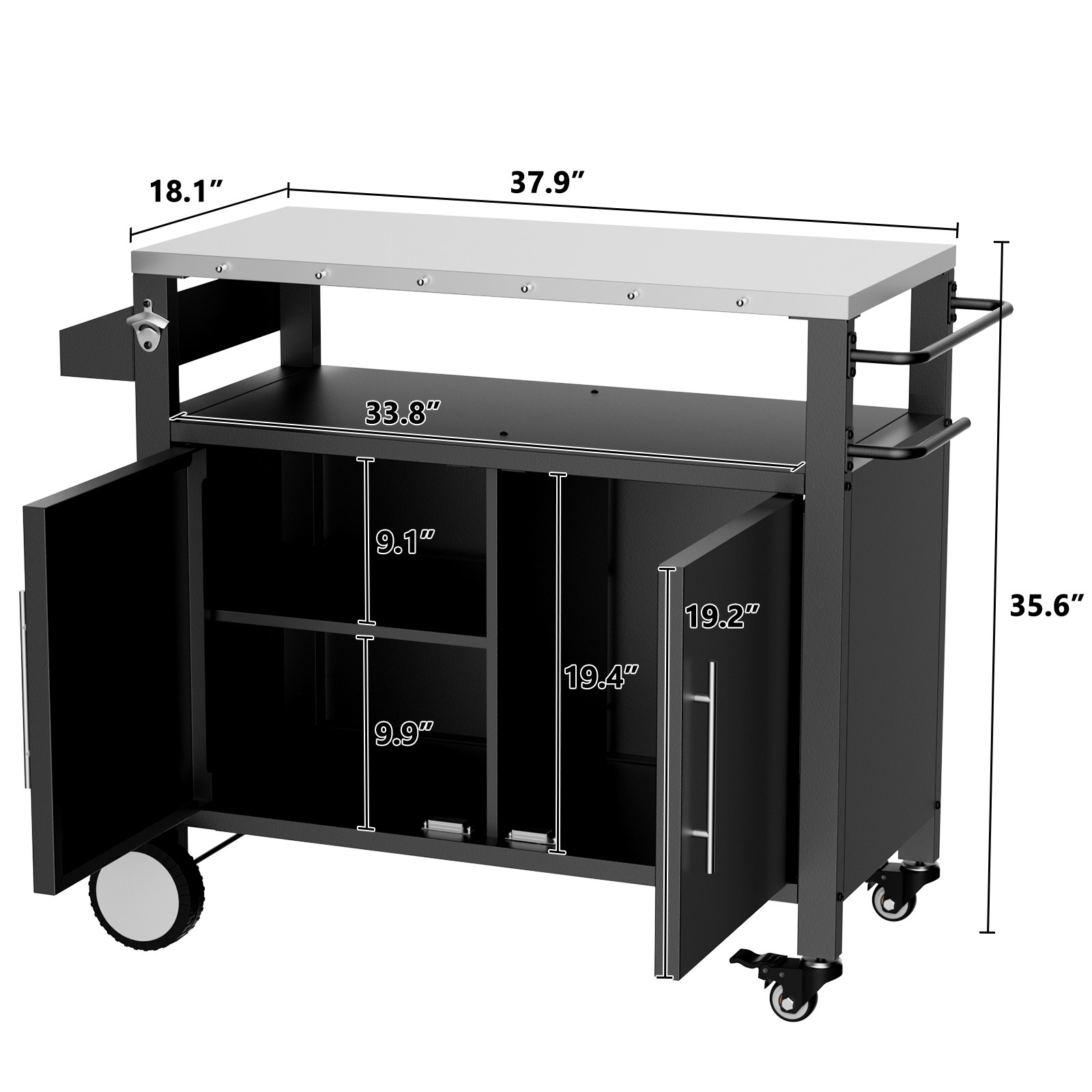 Outdoor Grill Cart Grill Table with Storage Rolling Bar Cart Outdoor BBQ Cart
